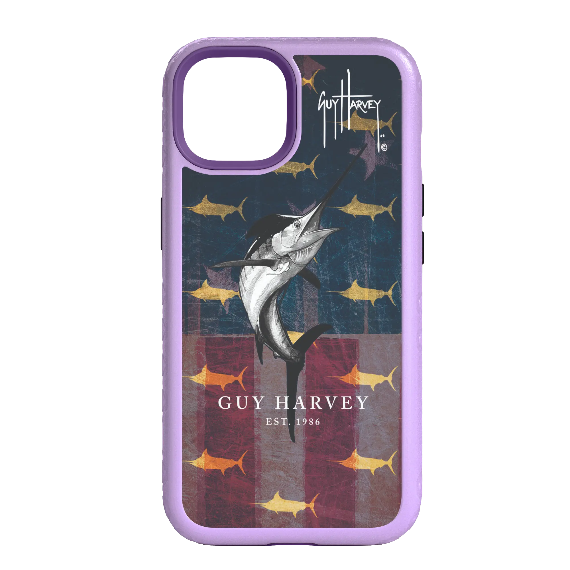 Guy Harvey Fortitude Series for Apple iPhone 14 Pro - Black Scribbler - Custom Case - LilacBlossomPurple - cellhelmet