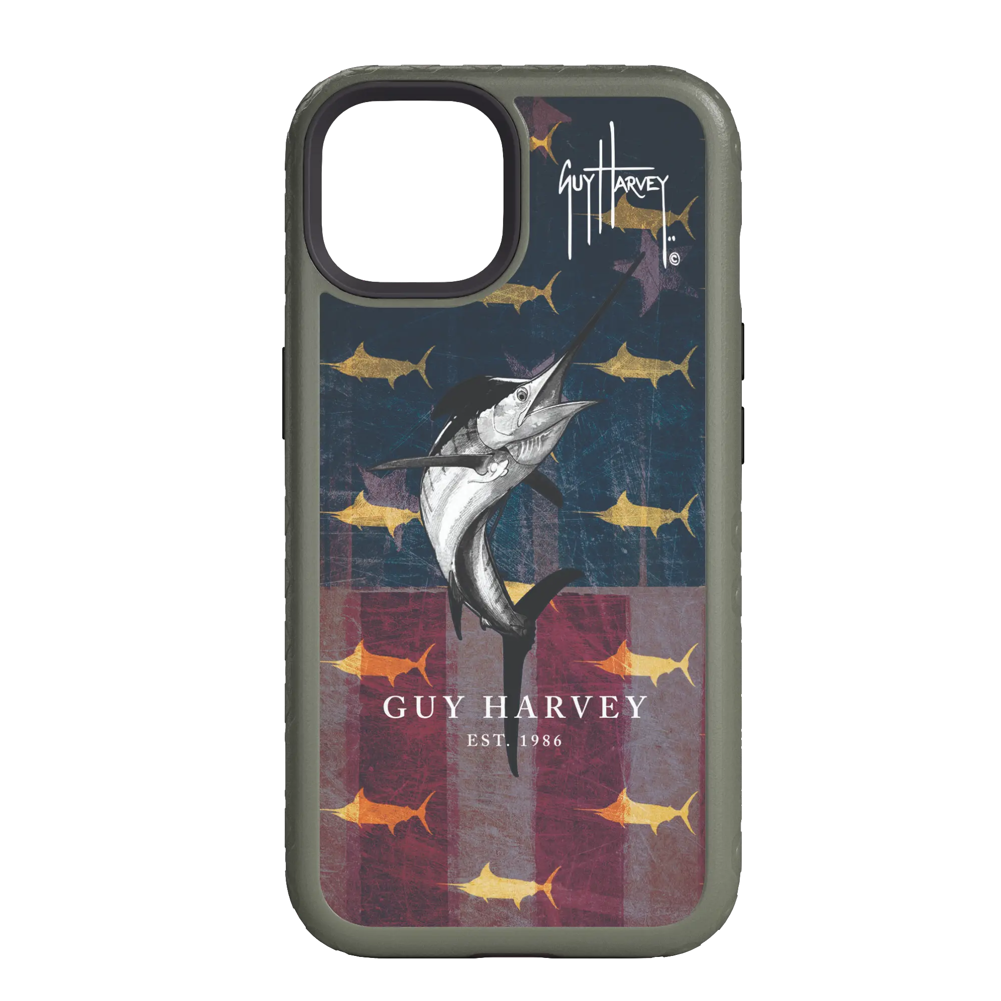 Guy Harvey Fortitude Series for Apple iPhone 14 Pro - Black Scribbler - Custom Case - OliveDrabGreen - cellhelmet