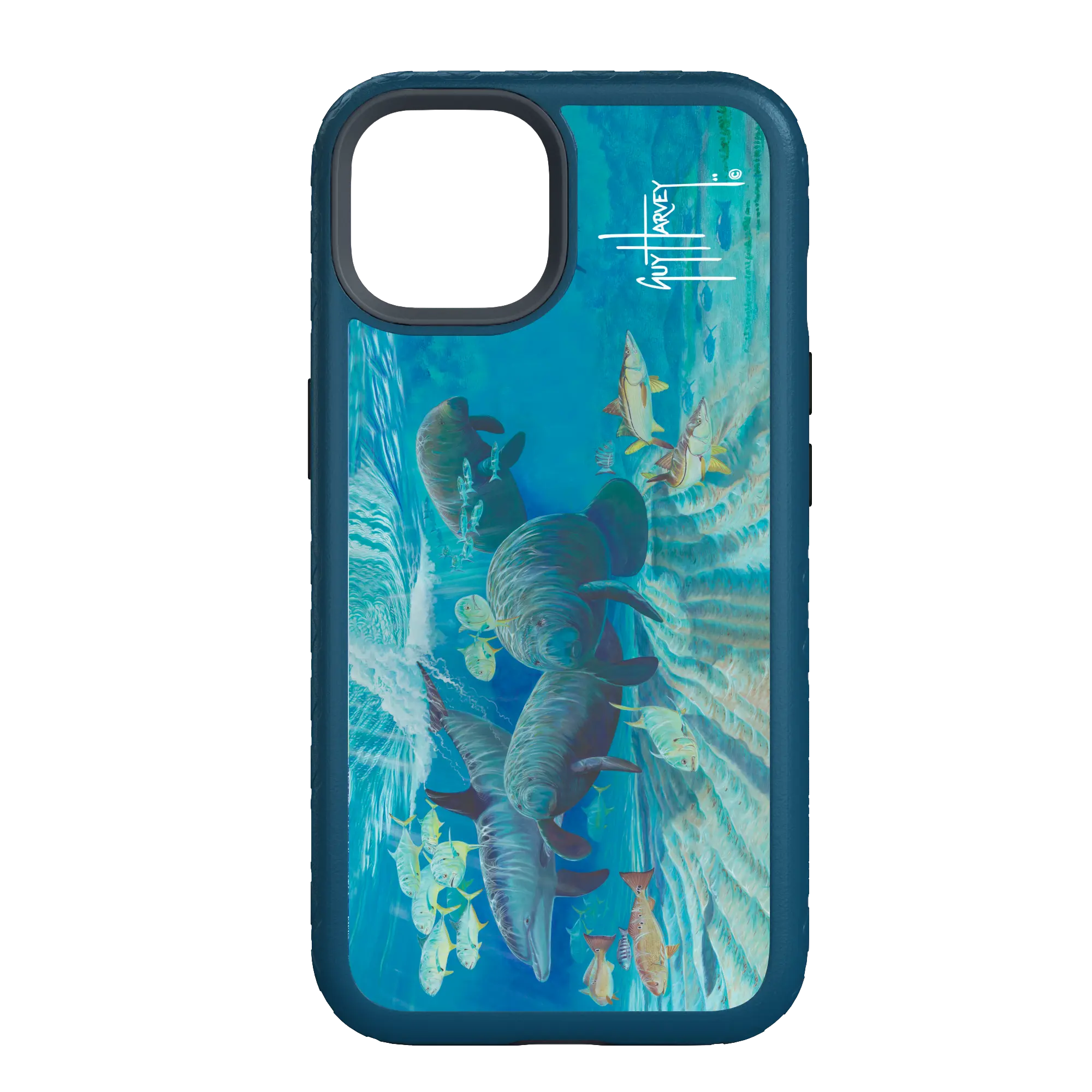 Guy Harvey Fortitude Series for Apple iPhone 14 Pro - Manatee Pass - Custom Case - DeepSeaBlue - cellhelmet