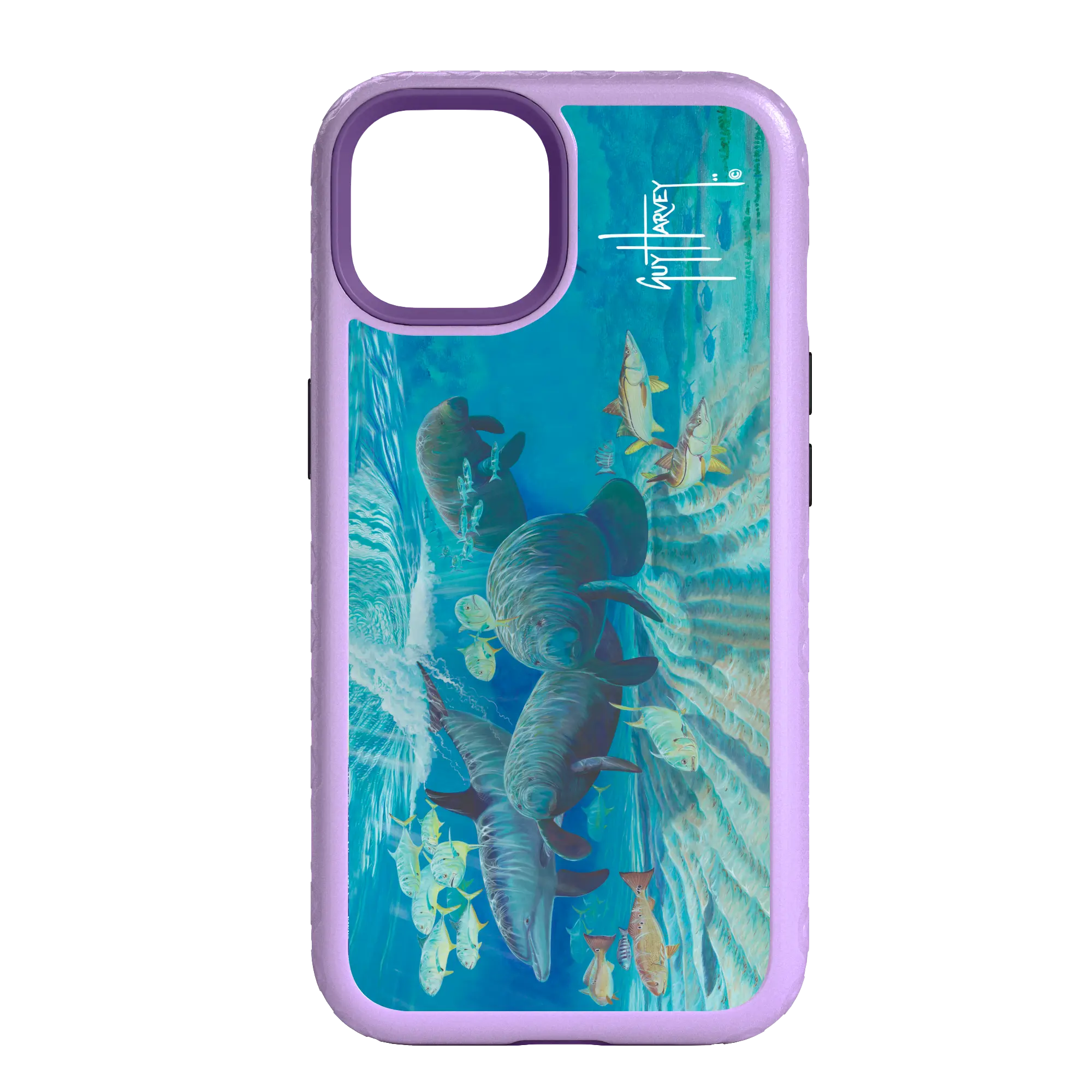 Guy Harvey Fortitude Series for Apple iPhone 14 Pro - Manatee Pass - Custom Case - LilacBlossomPurple - cellhelmet