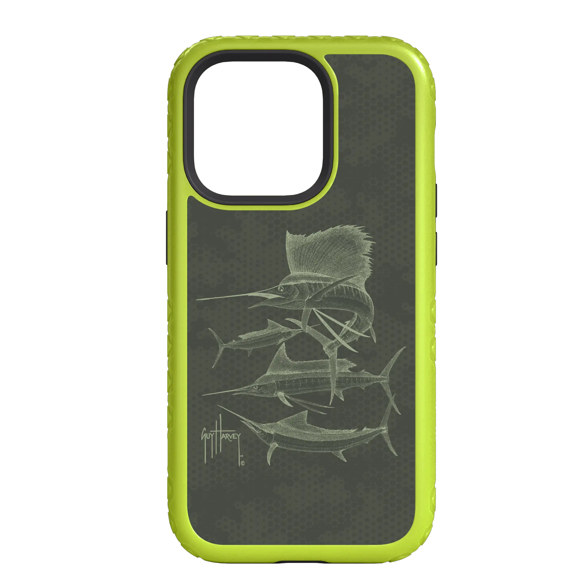 Guy Harvey Fortitude Series for Apple iPhone 14 Pro Max - Green Camo - Custom Case - ElectricLime - cellhelmet