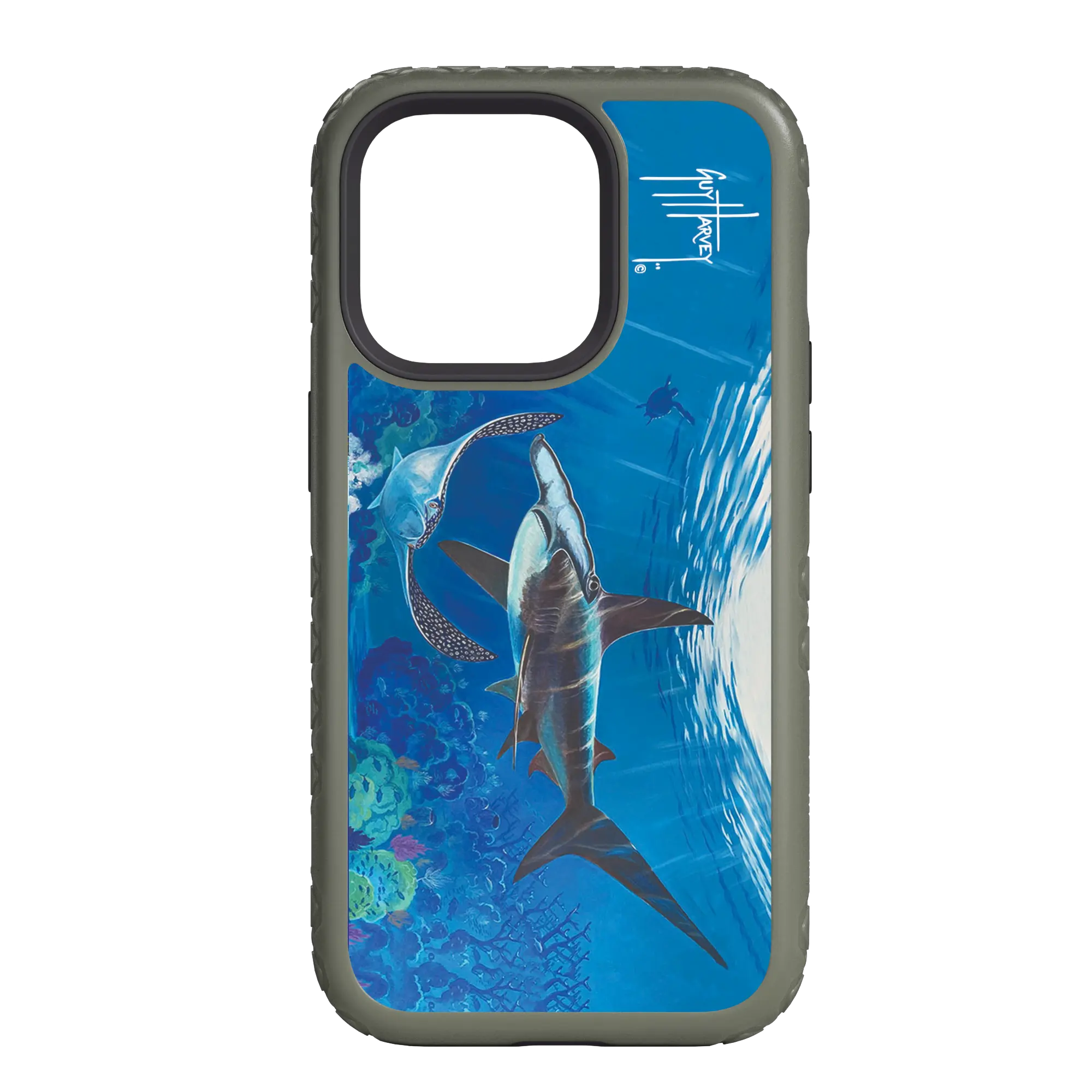 Guy Harvey Fortitude Series for Apple iPhone 14 Pro Max - Hammer Down - Custom Case - OliveDrabGreen - cellhelmet