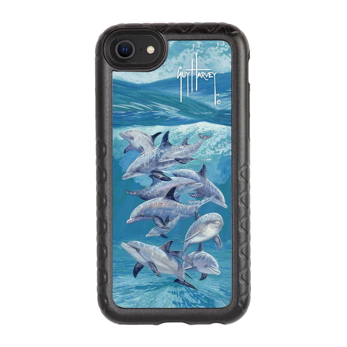Guy Harvey Fortitude Series for Apple iPhone SE (2020) /6/7/8 - Bottlenose Dolphins - Custom Case - OnyxBlack - cellhelmet