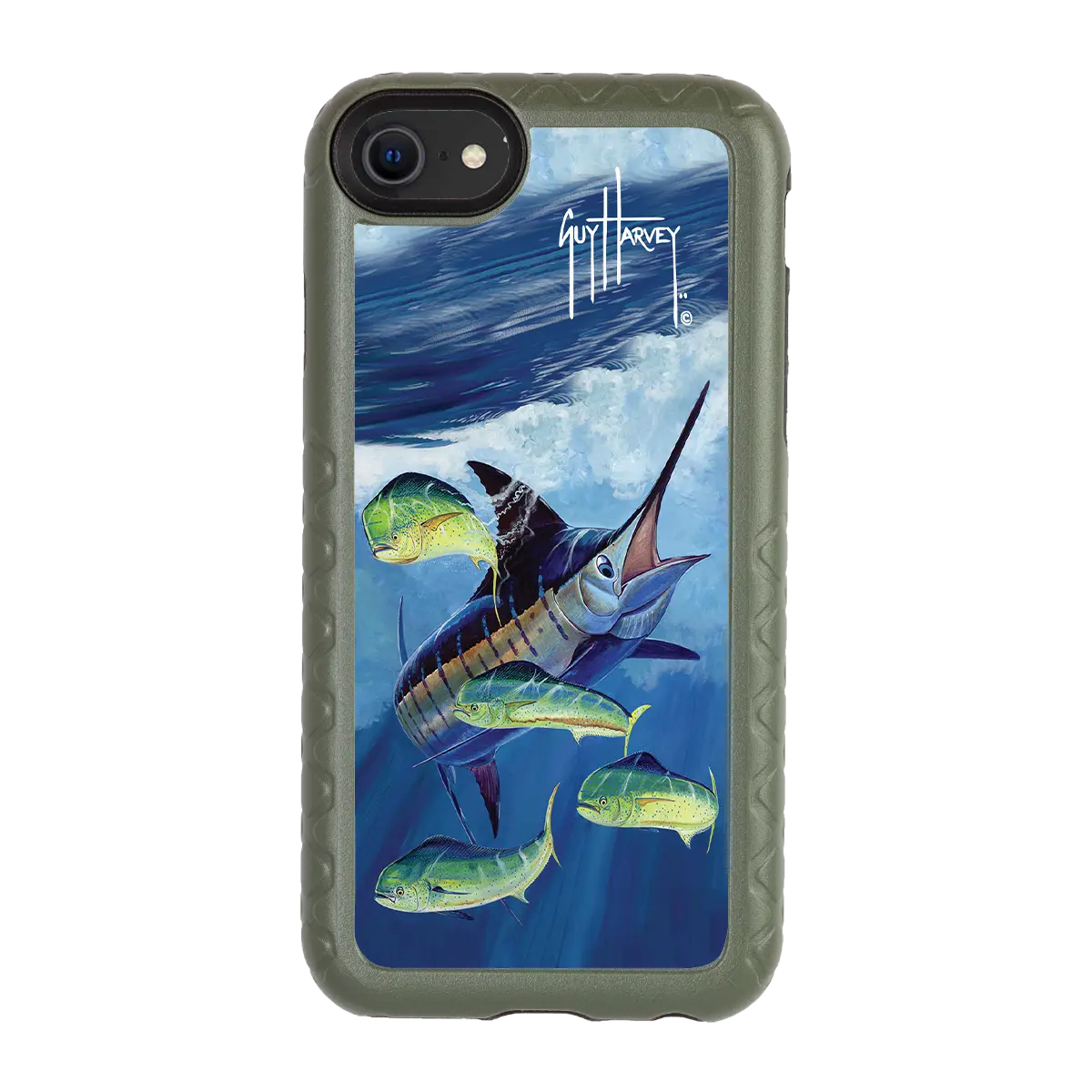 Guy Harvey Fortitude Series for Apple iPhone SE (2020) /6/7/8 - Four Play - Custom Case - OliveDrabGreen - cellhelmet