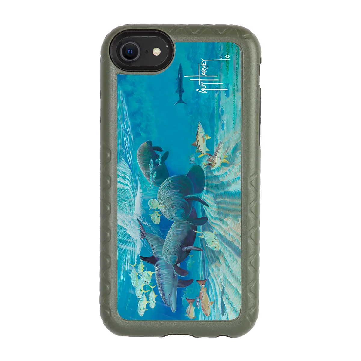 Guy Harvey Fortitude Series for Apple iPhone SE (2020) /6/7/8 - Manatee Pass - Custom Case - OliveDrabGreen - cellhelmet