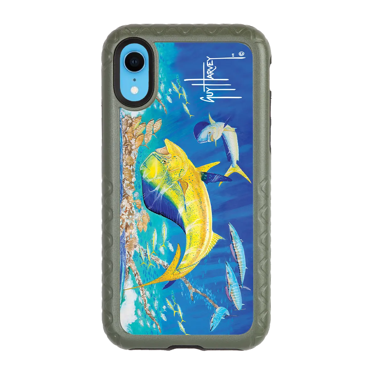 Guy Harvey Fortitude Series for Apple iPhone XR - Dolphin Oasis - Custom Case - OliveDrabGreen - cellhelmet