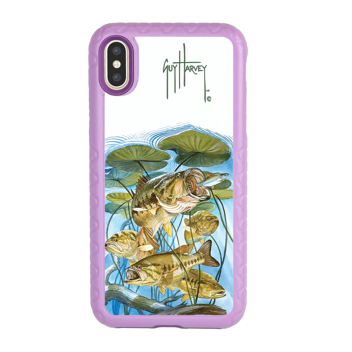 Guy Harvey Fortitude Series for Apple iPhone XS Max - Five Largemouth Under Lilypads - Custom Case - LilacBlossom - cellhelmet