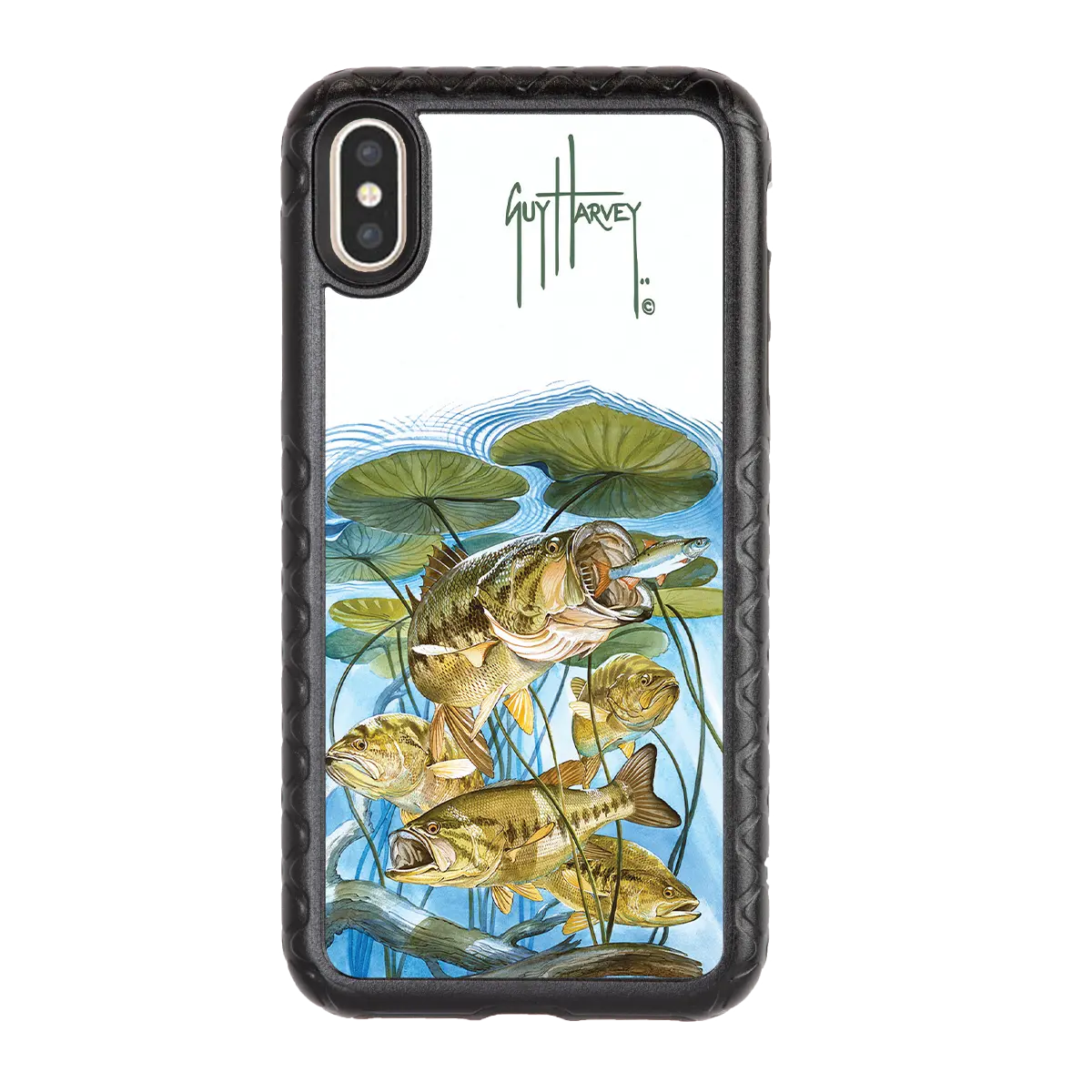 Guy Harvey Fortitude Series for Apple iPhone XS Max - Five Largemouth Under Lilypads - Custom Case - OnyxBlack - cellhelmet