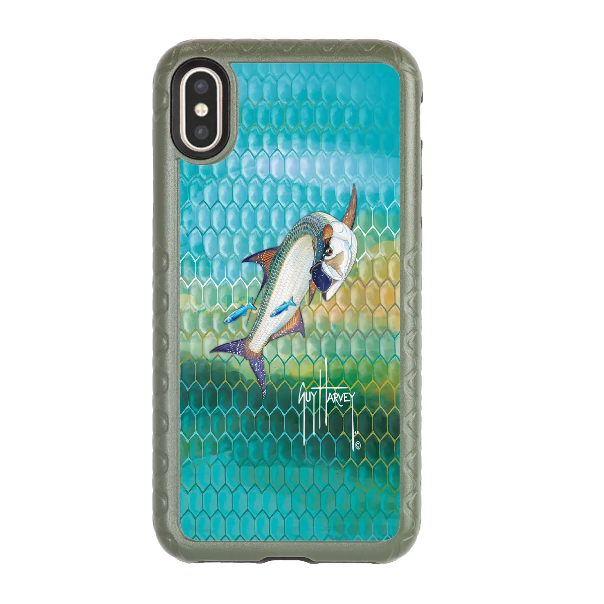 Guy Harvey Fortitude Series for Apple iPhone XS Max - Tarpon Skin - Custom Case - OliveDrabGreen - cellhelmet