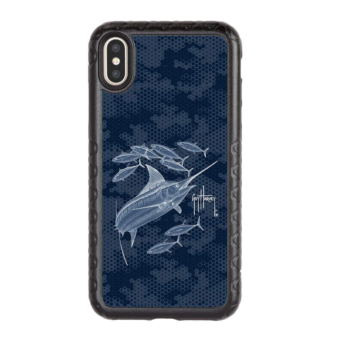 Guy Harvey Fortitude Series for Apple iPhone XS/X - Blue Camo - Custom Case - OnyxBlack - cellhelmet