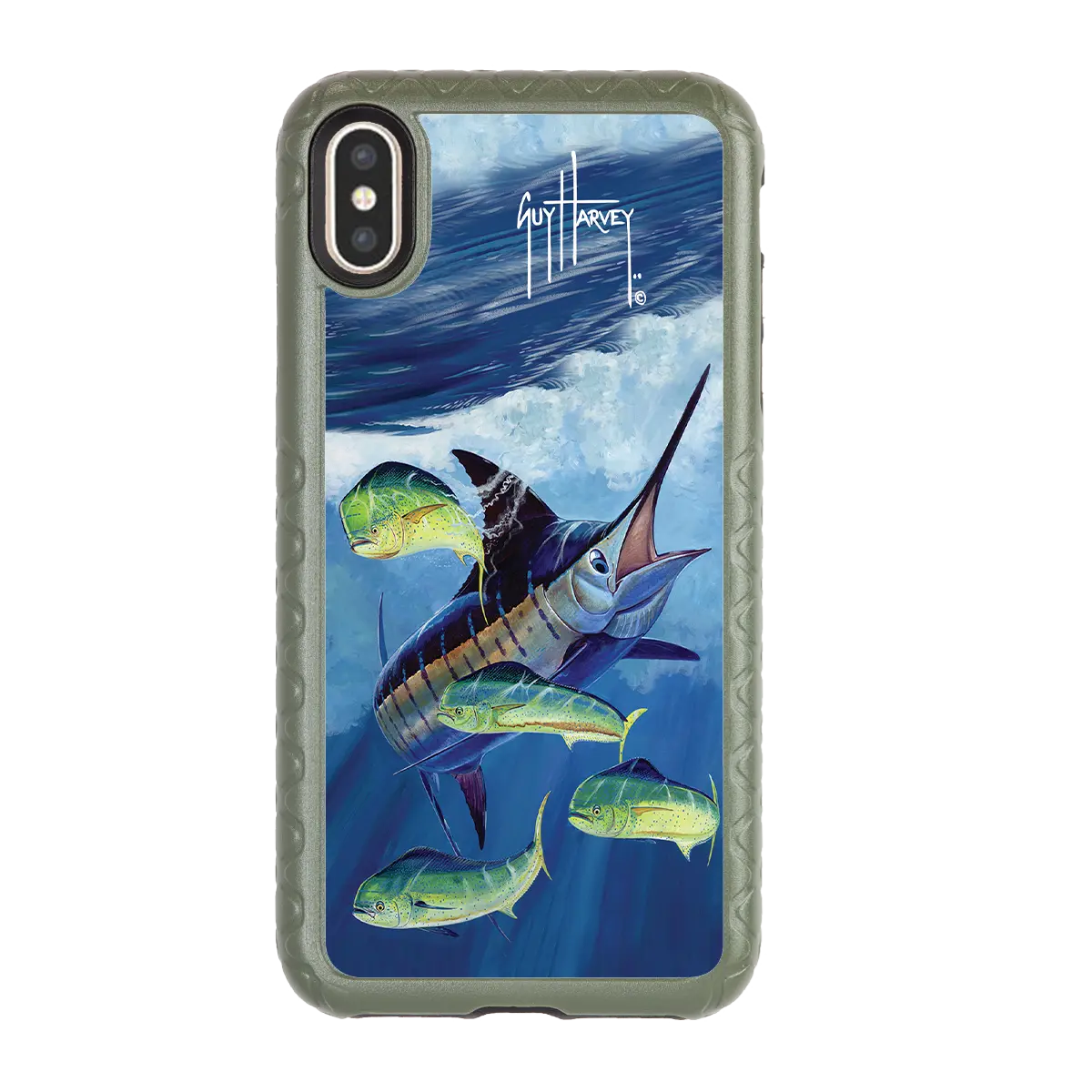 Guy Harvey Fortitude Series for Apple iPhone XS/X - Four Play - Custom Case - OliveDrabGreen - cellhelmet