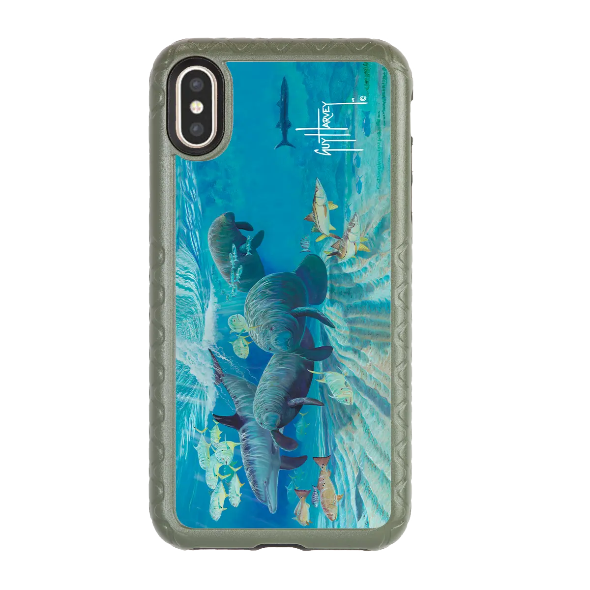 Guy Harvey Fortitude Series for Apple iPhone XS/X - Manatee Pass - Custom Case - OliveDrabGreen - cellhelmet