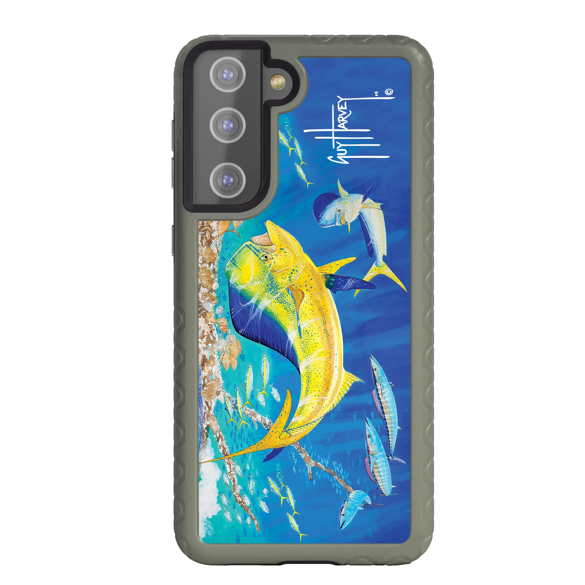 Guy Harvey Fortitude Series for Samsung Galaxy S21 - Dolphin Oasis - Custom Case - OliveDrabGreen - cellhelmet