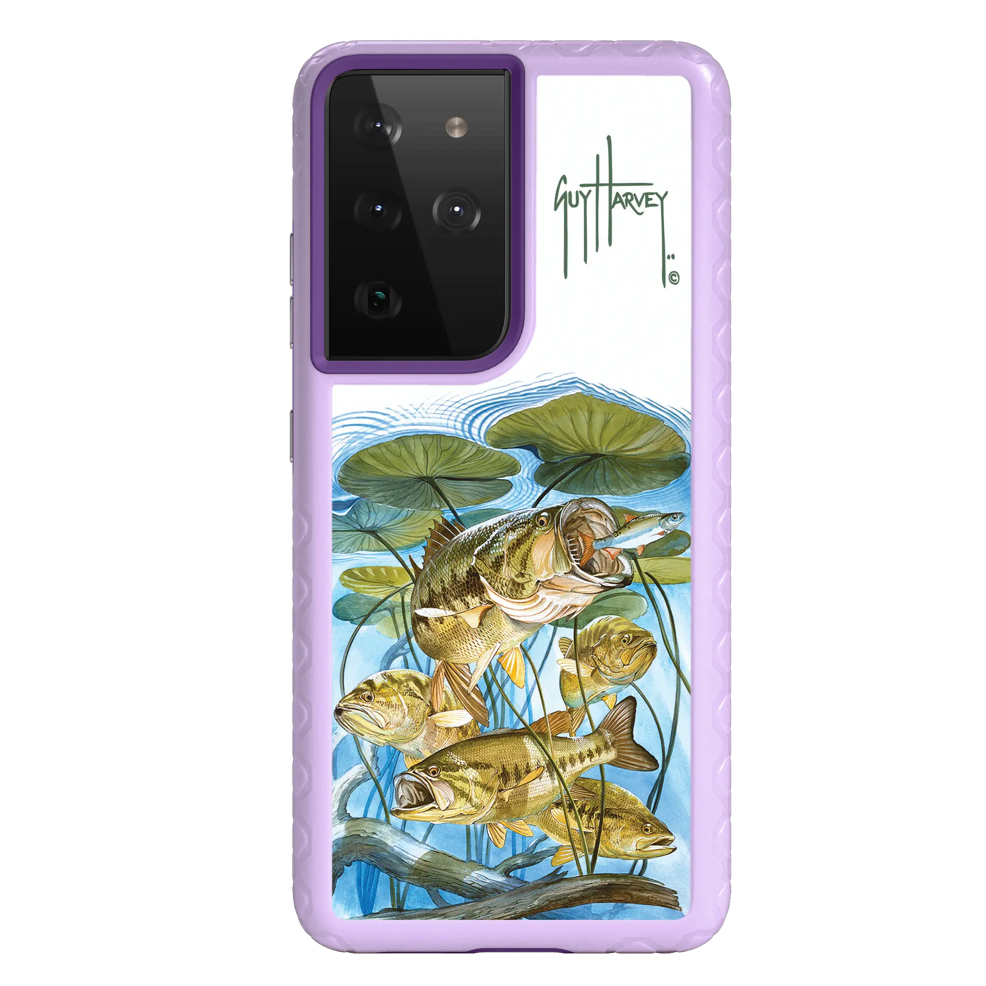 Guy Harvey Fortitude Series for Samsung Galaxy S21 Ultra - Five Largemouth Under Lilypads - Custom Case - LilacBlossom - cellhelmet