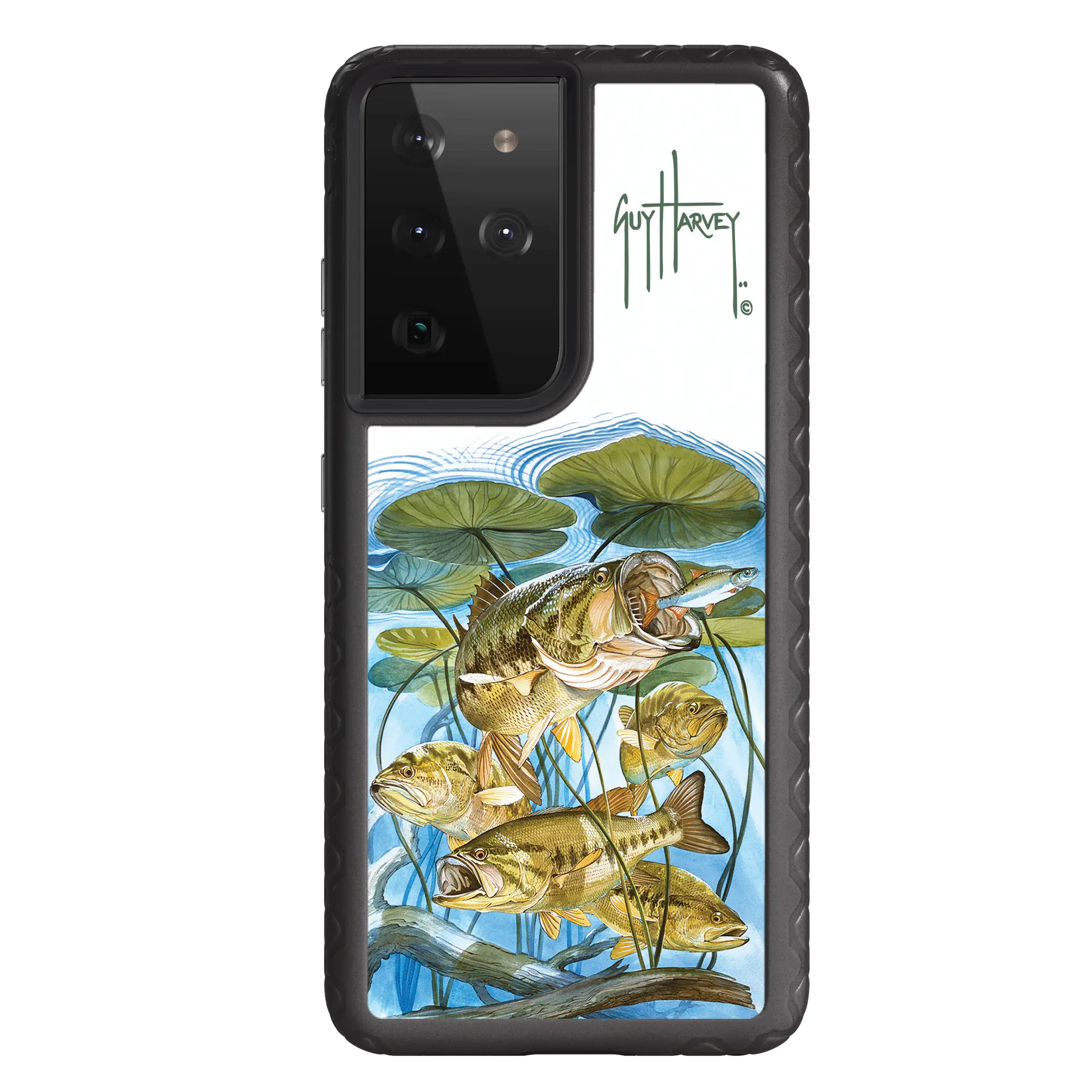 Guy Harvey Fortitude Series for Samsung Galaxy S21 Ultra - Five Largemouth Under Lilypads - Custom Case - OnyxBlack - cellhelmet