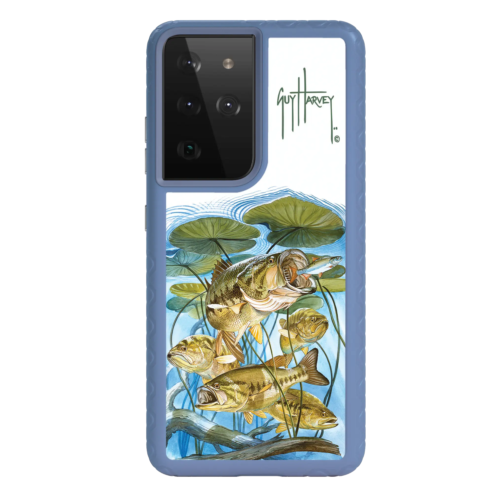 Guy Harvey Fortitude Series for Samsung Galaxy S21 Ultra - Five Largemouth Under Lilypads - Custom Case - SlateBlue - cellhelmet