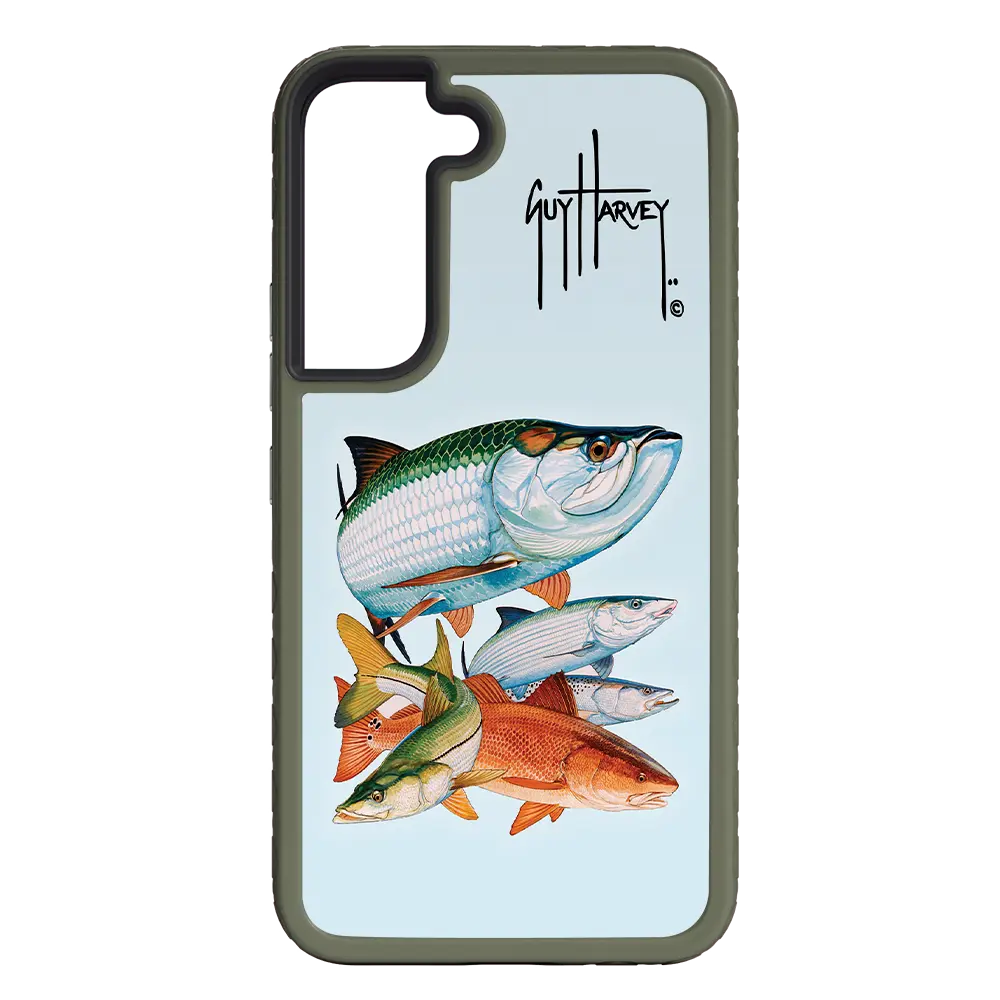 Guy Harvey Fortitude Series for Samsung Galaxy S22 Plus - Inshore Collage - Custom Case - OliveDrabGreen - cellhelmet