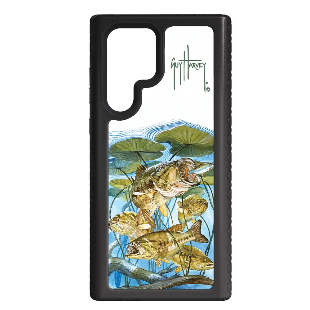 Guy Harvey Fortitude Series for Samsung Galaxy S22 Ultra - Five Largemouth Under Lilypads - Custom Case - OnyxBlack - cellhelmet