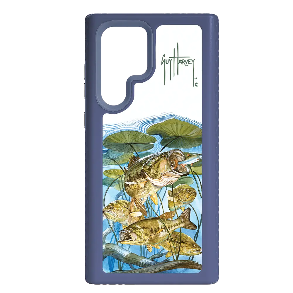 Guy Harvey Fortitude Series for Samsung Galaxy S22 Ultra - Five Largemouth Under Lilypads - Custom Case - SlateBlue - cellhelmet