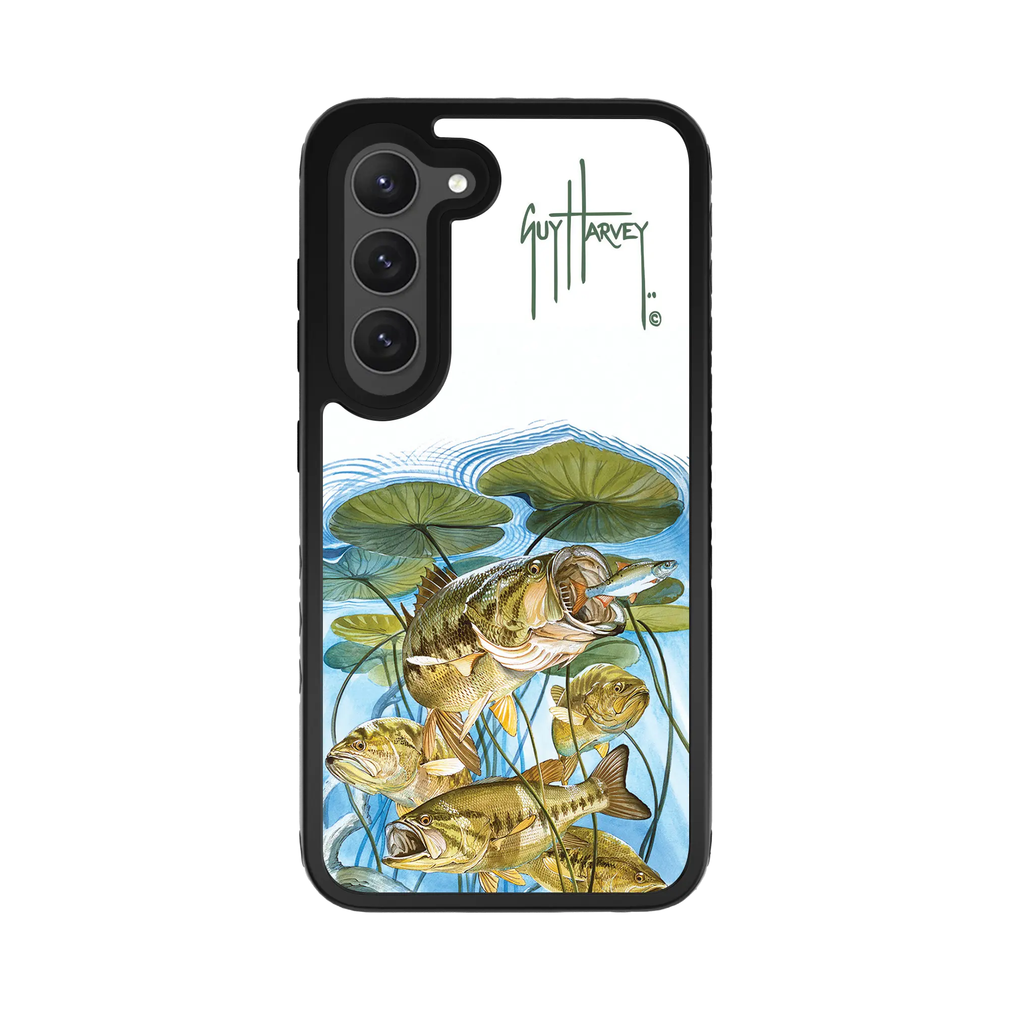 Guy Harvey Fortitude Series for Samsung Galaxy S23 Plus - Five Largemouth Under Lilypads - Custom Case - OnyxBlack - cellhelmet