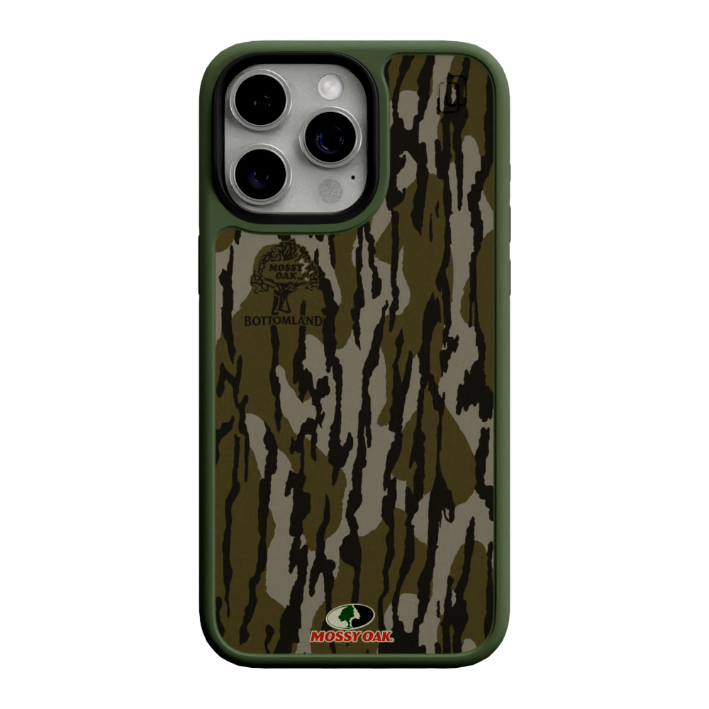 Mossy Oak Camo Fortitude Case for Apple iPhone 15 Pro Max - Bottomland Orig Olive Green