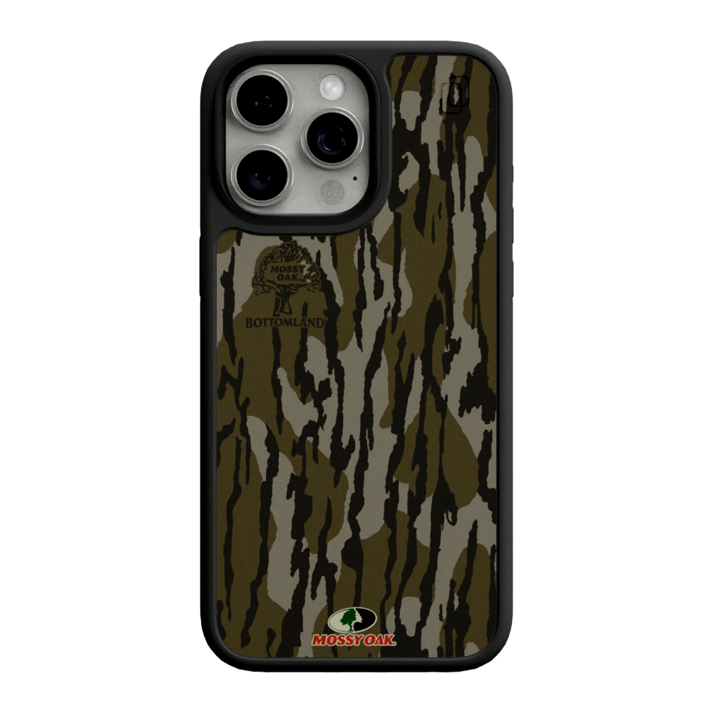 Mossy Oak Camo Fortitude Case for Apple iPhone 15 Pro Max - Bottomland Orig Onyx Black