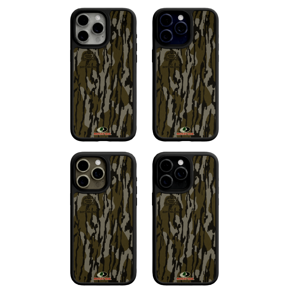 Mossy Oak Camo Fortitude Case for Apple iPhone 15 Pro Max - Bottomland Orig Onyx Black