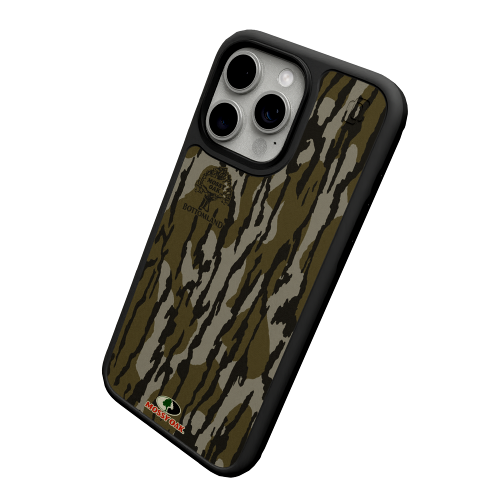 Mossy Oak Fortitude MagSafe Case for Apple iPhone 15 Pro - Bottomland Orig Onyx Black